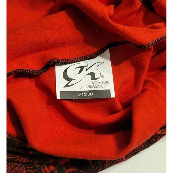 GK Elite AM Long Sleeve VTG Cotton Leotard Bodysuit Red Plaid Floral Size M, NWT - Picture 8 of 13